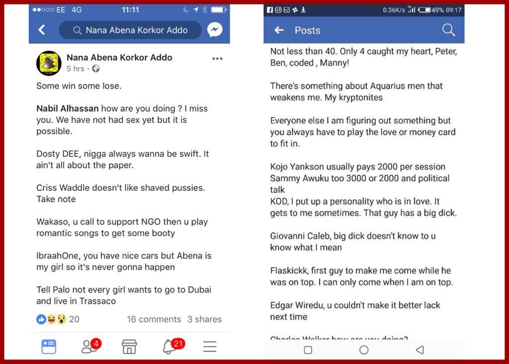 Abena Korkor's 2019 facebook post