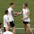 Gareth Bale (R) with his Wales teammates in Rome on Saturday ahead of their Euro 2020 clash with Italy