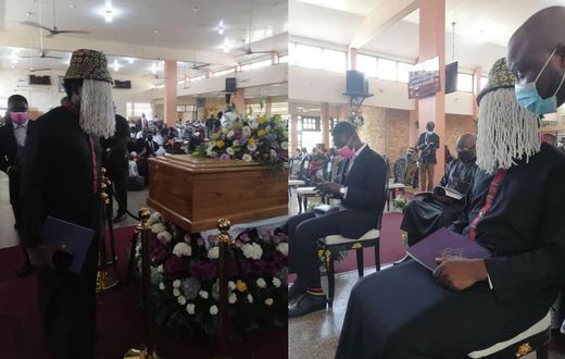 Photos: Anas lends support to Kweku Baako as he buries his mother