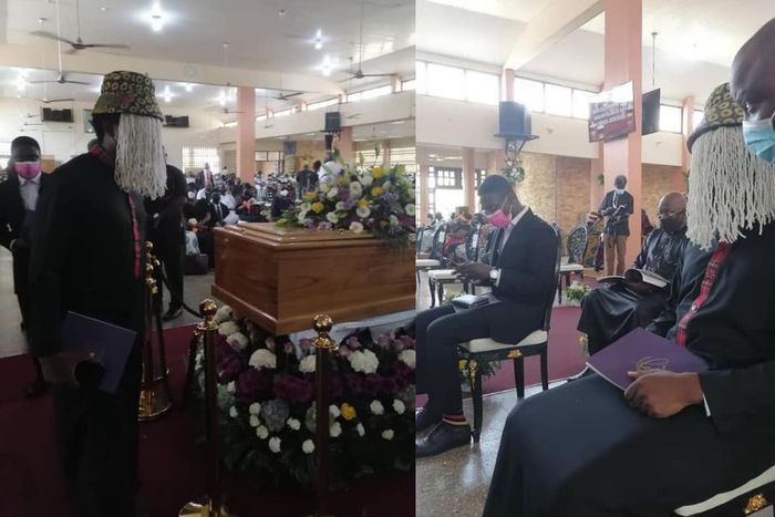 Photos: Anas lends support to Kweku Baako as he buries his mother
