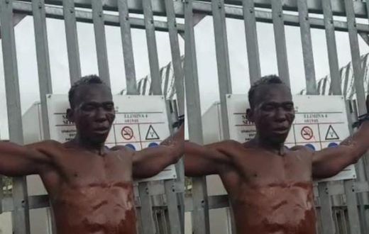Elmina: Angry residents arrest notorious cable thief; tie him to metal pole