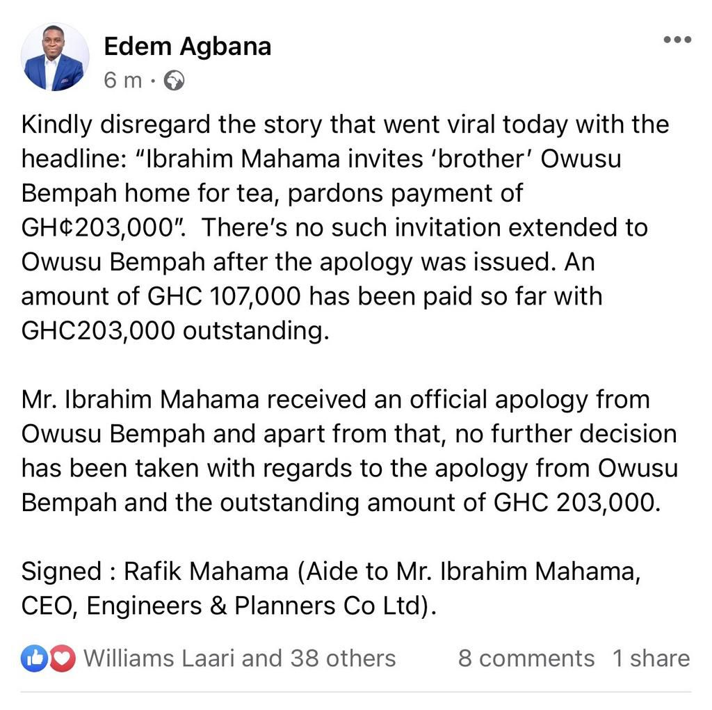 Ibrahim Mahama denies