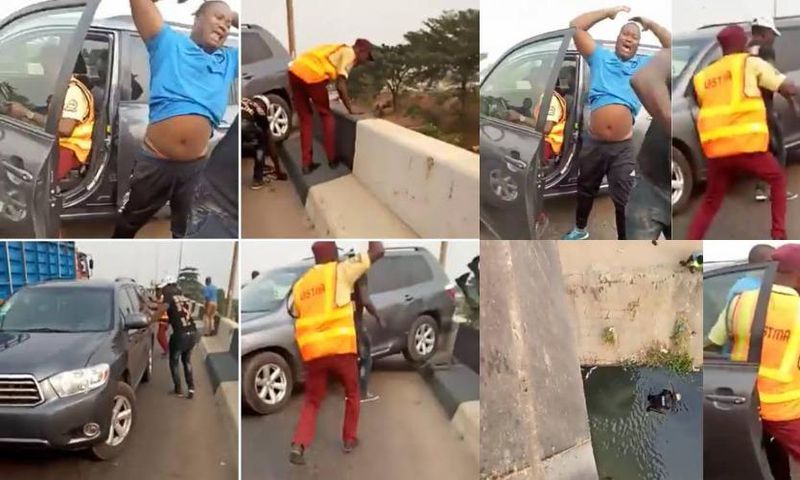 Driver who knocked down police officer in viral video arrested. [Twitter/@onlinenigeria] 