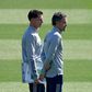 Staying focused: Spain coach Luis Enrique (R) supervised training in Madrid on Wednesday