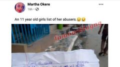 11-year-old girl releases a long list of men who’ve sexually abused her