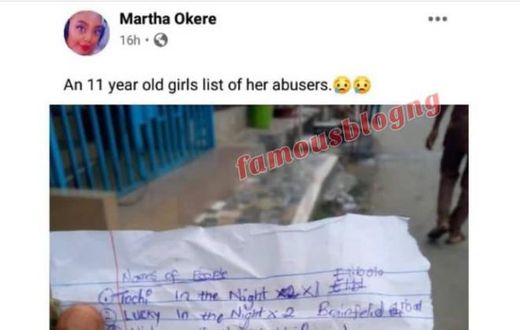 11-year-old girl releases a long list of men who’ve sexually abused her