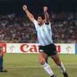 Diego Maradona celebrates Argentina's goal against Italy in the 1990 World Cup semi-final
