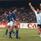 Diego Maradona celebrates Argentina's goal against Italy in the 1990 World Cup semi-final