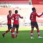 Southampton celebrate after taking the lead against Arsenal in their FA Cup fourth-round tie
