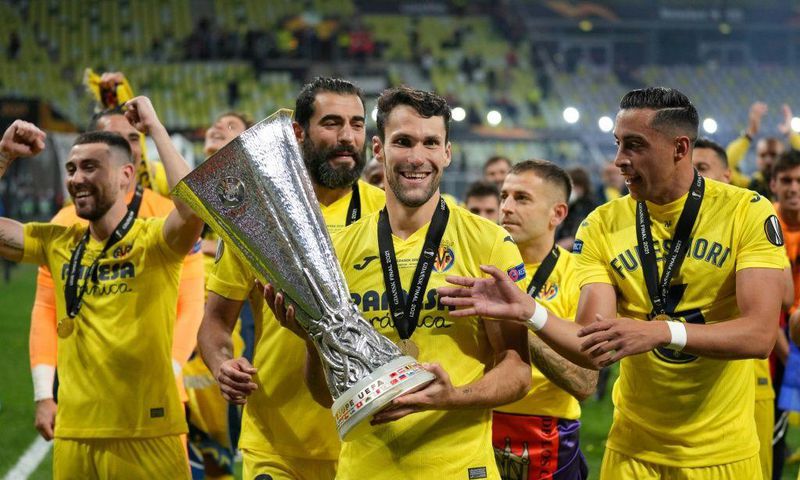 Villarreal celebrate their Europa League victory