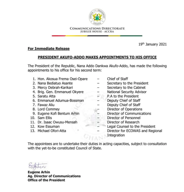 Office of The President Appointees