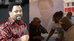 Video: Boxer Ayitey Powers organises funeral for TB Joshua in Ghana; Bukom Banku attends