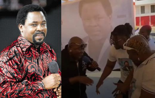 Video: Boxer Ayitey Powers organises funeral for TB Joshua in Ghana; Bukom Banku attends