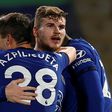 Chelsea's Timo Werner (C) celebrates scoring against Newcastle