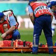 Fernandes had to be stretchered off in a neck brace after falling awkwardly