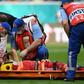 Fernandes had to be stretchered off in a neck brace after falling awkwardly