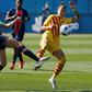 Barca scorer Jenni Hermoso (right) challenged by PSG defender Irene Paredes