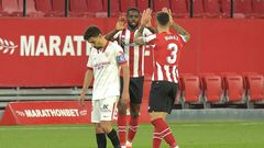 Inaki Williams celebrates scoring the winner in Athletic Bilbao's 1-0 victory over Sevilla on Monday.