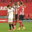 Inaki Williams celebrates scoring the winner in Athletic Bilbao's 1-0 victory over Sevilla on Monday.