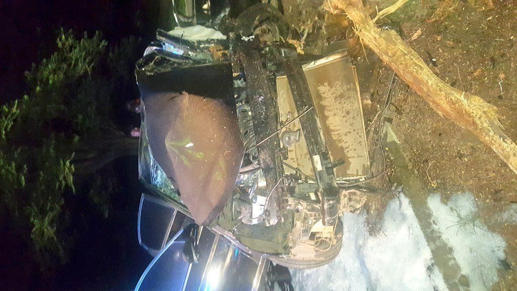 The wrecked accident vehicle
