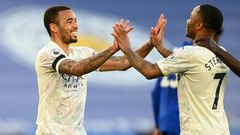 Sweet 17: Gabriel Jesus (left)was on target as Manchester City moved 17 points clear at the top of the Premier League