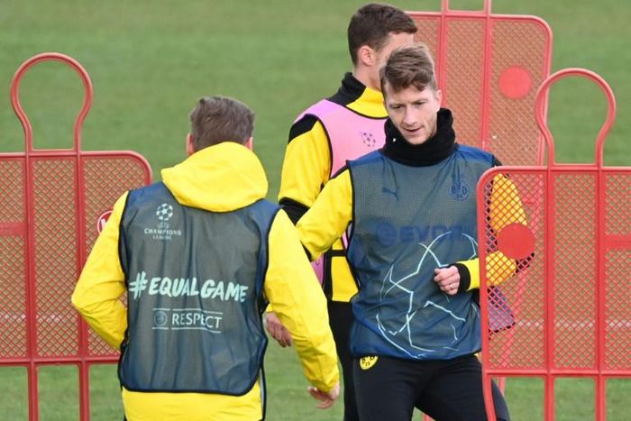Marco Reus (R) is fit to lead Borussia Dortmund at home to Manchester City in the Champions League