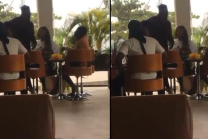 Man collects wig &slippers after catching girlfriend having lunch with another man