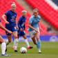 Chelsea striker Bethany England (centre) believes English clubs can become a dominant force in the women's Champions League