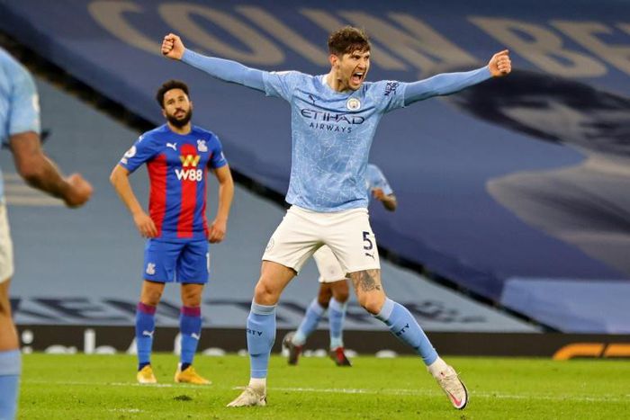 Manchester City defender John Stones scored twice against Crystal Palace