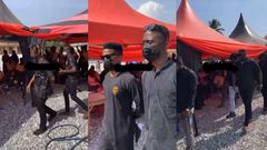 Medikal and Kofi Kinaata at funeral for Quamina MP