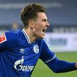 Schalke's teenage US forward Matthew Hoppe celebrates his hat-trick