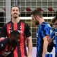 Zlatan Ibrahimovic (L) was involved in a furious row with Romelu Lukaku and later sent off as AC Milan lost to Inter Milan in the Italian Cup