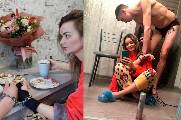 Couple chains themselves to avoid breaking up “break up once or twice a week”