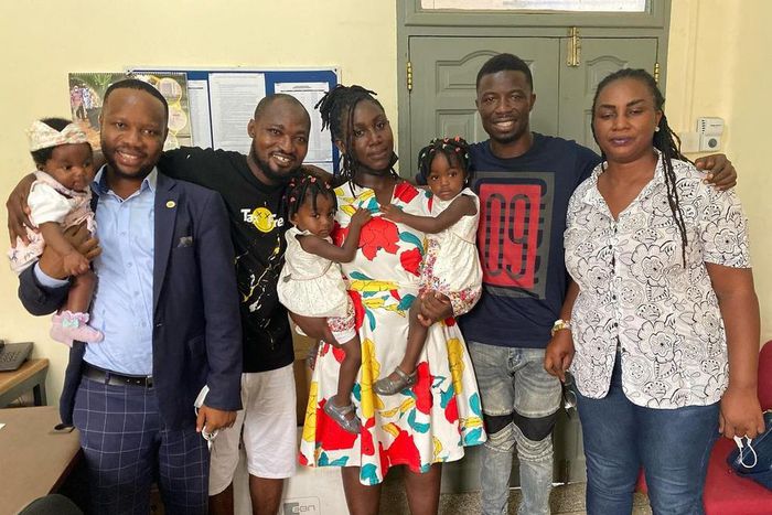 Kwaku Manu with Funny Face's family