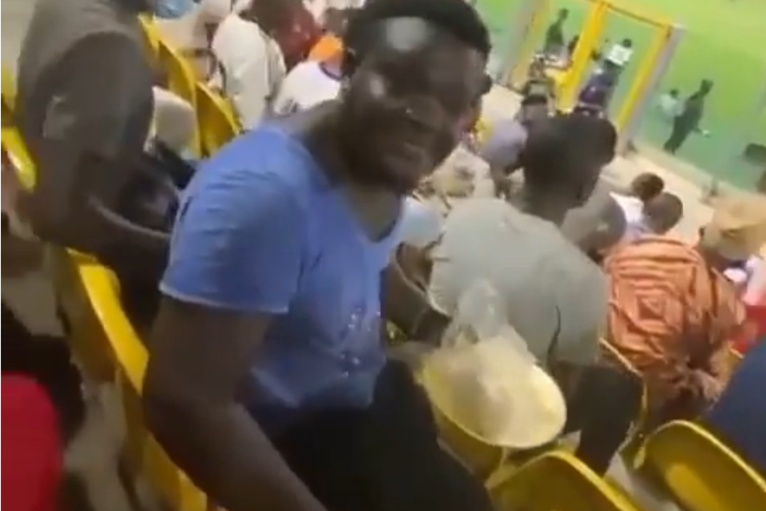 Hearts of Oak fan goes viral for eating banku inside stadium during live match