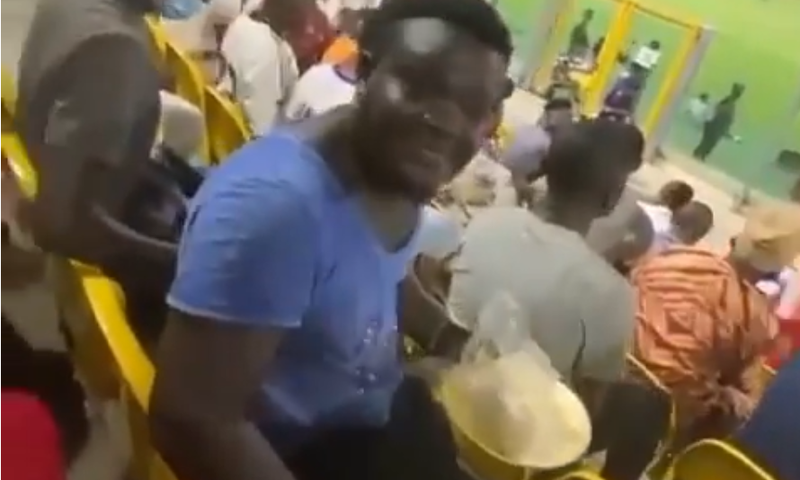 Hearts of Oak fan goes viral for eating banku inside stadium during live match