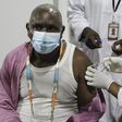 A man gets a coronavirus vaccine in the Ivory Coast with a shot secured through the COVAX scheme.