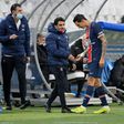 Angel Di Maria (R) limped off with a thigh injury during Paris Saint-Germain's 2-0 win over Marseille on Sunday