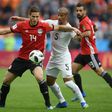 Star Pyramids attacker Ramadan Sobhy (L) playing for Egypt against Uruguay at the 2018 World Cup in Russia.