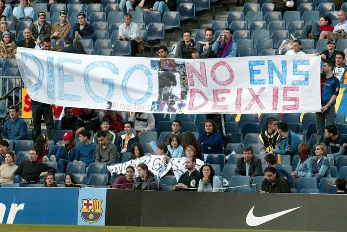 In 2004, when Maradona suffered a health scare, Barcelona fans pleaded with him in Catalan not to die