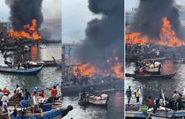 Fire guts Elmina Fishing Harbour