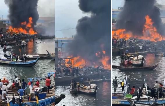 Fire guts Elmina Fishing Harbour