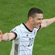 Robin Gosens celebrates scoring Germany's fourth goal against Portugal at Euro 2020