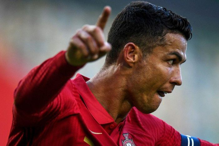 Portugal forward Cristiano Ronaldo celebrates his 104th international goal