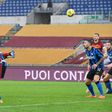 Roma defender Gianluca Mancini (Top L) headed in a late equaliser against Inter Milan.