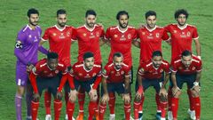 Al Ahly pose before defeating fellow Egyptian club Zamalek in the 2020 CAF Champions League final in Cairo last November