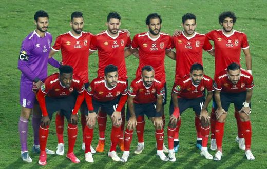 Al Ahly pose before defeating fellow Egyptian club Zamalek in the 2020 CAF Champions League final in Cairo last November