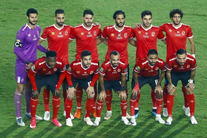 Al Ahly pose before defeating fellow Egyptian club Zamalek in the 2020 CAF Champions League final in Cairo last November