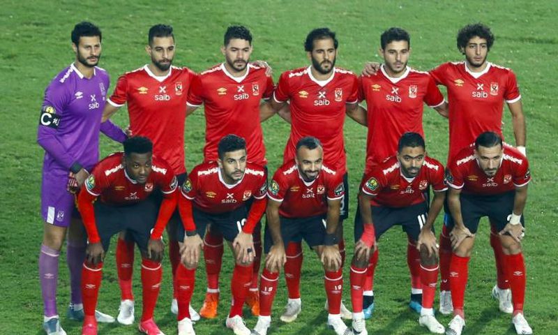 Al Ahly pose before defeating fellow Egyptian club Zamalek in the 2020 CAF Champions League final in Cairo last November