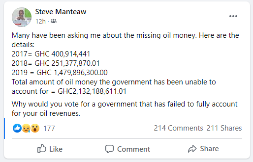 Steve Manteaw's Facebook post